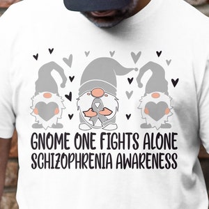 Conciencia de esquizofrenia Svg Png, Gnome One lucha solo Svg, Cinta plateada Svg Cricut Diseños de sublimación