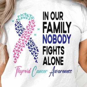 Thyroid Cancer Awareness Svg Png, In Our Family NoBody Fights Alone Svg, Thyroid Cancer Support Svg Cricut Sublimation Designs