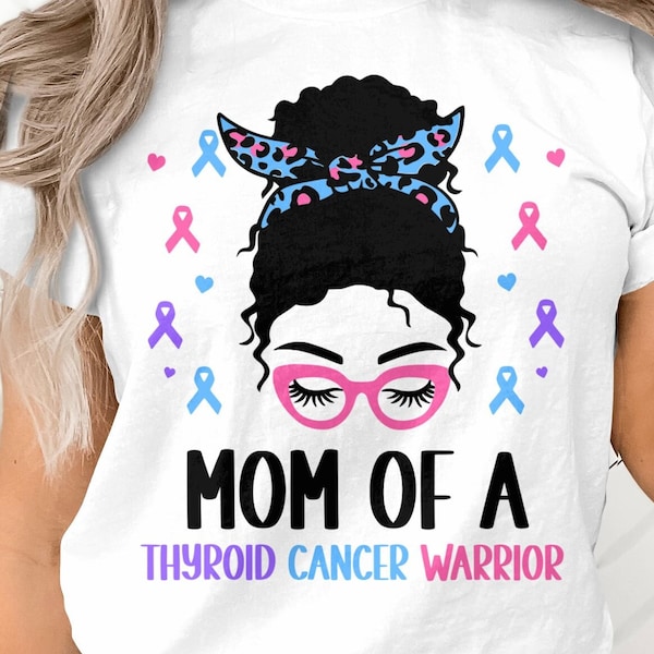 Thyroid Cancer Awareness Svg Png, Mom of a Thyroid Cancer Warrior Svg, Thyroid Cancer Support Svg Cricut Sublimation Designs