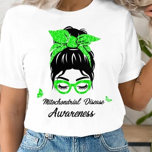 Mitochondrial Disease Awareness Svg Png, Messy Bun Mitochondrial Disease Awareness Svg, Green Ribbon Svg Cricut Sublimation Designs