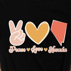 Frieden Liebe Nevada Bundesstaat SVG, Nevada Landkarte SVG, Karte SVG, Retro Nevada Blume SVG Cricut Cut Datei Silhouette Sublimation Design