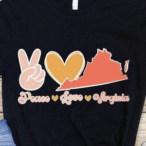 Virginia State Svg Png, Virginia Map Svg, Retro Virginia Flower Svg Cricut Cut File Silhouette Sublimation Design