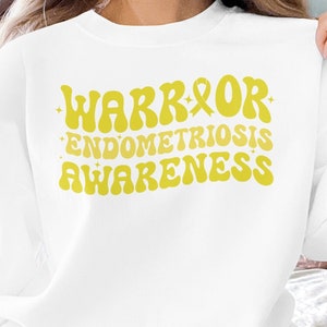 Retro Endometriosis Awareness Svg Png, Warrior Endometriosis Awareness Svg, Yellow Ribbon Svg Cricut Sublimation Design