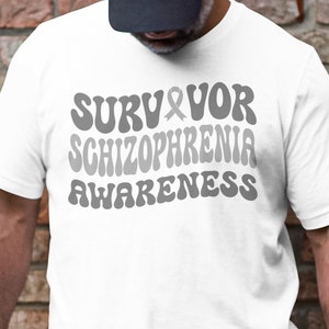 Schizophrenia Awareness Svg Png, Survivor Schizophrenia Awareness Svg, Silver Ribbon Svg Cricut Sublimation Designs