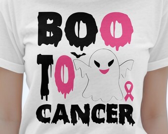 Breast Cancer Awareness Svg Png, Boo To Cancer svg, Pink Ribbon Heart Svg, Cancer Support Svg Cricut Cut File Sublimation