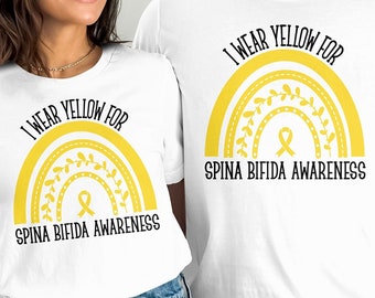 Spina Bifida Awareness Svg Png, I Wear Yellow For Spina Bifida Rainbow Svg, Yellow Ribbon Svg Cricut Sublimation Design