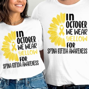 Spina Bifida Awareness Svg Png, In October We Wear Yellow For Svg, Yellow Ribbon Svg Cricut Sublimation Design
