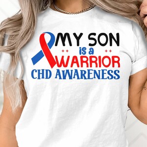 Chd Awareness Svg Png, My Son Is A Warrior Svg, Red Blue Ribbon Svg, Congenital Heart Defect Svg Cricut Sublimation Design