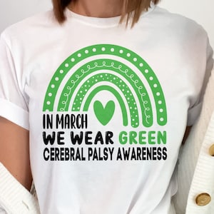 Cerebral Palsy Awareness Svg Png, In March We Wear Green Cerebral Palsy Awareness Svg, Green Ribbon Svg Cricut Cut File Sublimation Designs