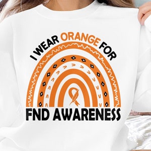Jag bär orange för FND-medvetenhetssvg, FND-medvetenhetssvg png, funktionell neurologisk störning svg Cricut sublimering