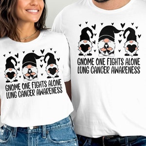 Consapevolezza del cancro al polmone Svg Png, Gnome One Fights Alone Svg, Nastro bianco Svg, Supporto per il cancro al polmone Svg Cricut Sublimation Design
