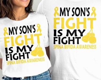 Spina Bifida Awareness Svg Png, My Son's Fight Is My Fight Spina Bifida Awareness Svg, Yellow Ribbon Svg Cricut Sublimation Design