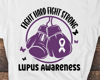 Lupus Awareness Svg Png, Fight Hard Fight Strong Svg, Support Lupus Purple Ribbon Svg Cricut File Sublimation Design