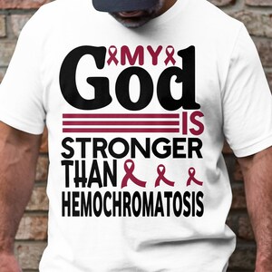 Hemochromatosis Awareness Svg Png, My God is Stronger than Hemochromatosis Svg, Burgundy Ribbon Svg Cricut Sublimation Designs
