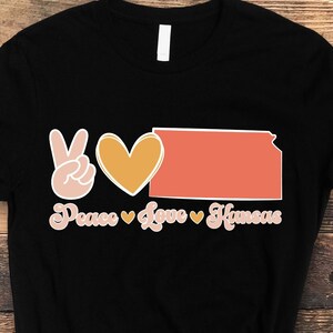 Peace Love Kansas Bundesstaat SVG, Kansas Karte, Kansas Karte, SVG, Cricut geschnitten Datei, Silhouette Sublimation Design