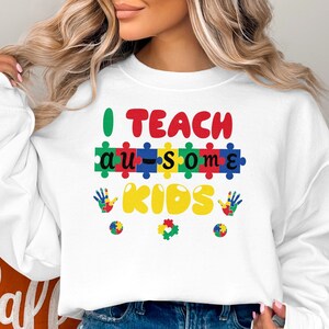 Autism Awareness Svg Png, I teach Au-Some kids Png, Autism Month Svg Puzzle Piece Ribbon Svg Cricut Cut File Sublimation Design