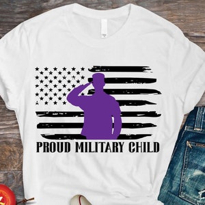 Proud Military Child png svg ,Purple Up for Military Kids Messy Bun Png, Month of the Military Child Svg, Purple Ribbon Svg Cricut Cut File