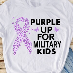 Purple Up for Military Kids  Svg Png, Month of the Military Child Svg, Purple Ribbon Svg Cricut Cut File Sublimation Design