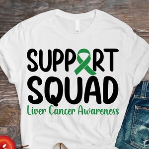 Liver Cancer Awareness Svg Png, Support Squad Svg, Emerald Green Ribbon Svg, Liver Cancer Support Svg Cricut Sublimation Design