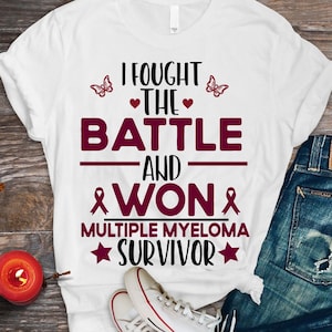 Multiple Myeloma Awareness Svg Png, I Fought the Battle and Won Multiple Myeloma SURVIVOR Svg, Burgundy Ribbon Svg, Myeloma Cancer Svg
