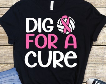 Breast Cancer Awareness Volleyball Svg Png, Dig for a Cure Svg, Pink Ribbon Svg, Breast Cancer Support Svg Cricut Cut File Sublimation