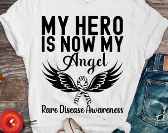 My Hero Is Now My Angel Rare png Disease Awareness png svg,Rainbow Svg Png, Zebra Ribbon Svg, Ehlers-danlos Syndrome Svg Cricut Sublimation