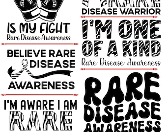 Rare Disease Awareness Svg Png Bundle, Zebra Ribbon Svg, Rare Chronic Illness Svg, Rare Disease warrior Support Cricut Sublimation Designs