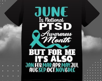 PTSD Awareness svg png, June Is National PTSD Awareness Month Svg, Teal Ribbon Post-traumatic Stress Disorder Cricut Sublimation