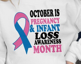 October Is Pregnancy & Infant Loss Awareness Month Svg Png, Pink and Blue Ribbon Svg, Infant Loss Sunflower Svg Cricut Sublimation Design