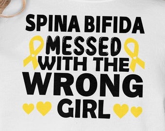 Spina Bifida Awareness Svg Png, Spina Bifida Messed With The Wrong Girl Svg, Yellow Ribbon Svg Cricut Sublimation Design