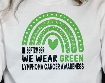 Lymphoma Cancer Awareness Svg Png, In September We Wear Green Svg, Lymphoma Disease Svg, Green Ribbon Svg Cricut Sublimation