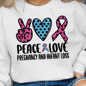 Peace Love Pregnancy and Infant Loss Svg, Pregnancy and Infant Loss Awareness Svg Png, Pink and Blue Ribbon Svg Cricut Sublimation Design