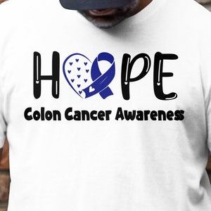 Colon Cancer Awareness Svg Png, HOPE Svg, Blue Ribbon Svg Cricut Cutting Files Png Sublimation Designs
