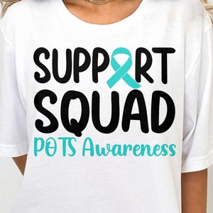 POTS Awareness Svg Png, Support Squad Svg, POTS Syndrome Svg, Turquoise Ribbon Svg, Dysautonomia Awareness Svg Cricut Sublimation