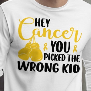Childhood Cancer Awareness Svg Png, Hey Cancer You Picked the Wrong Kid Svg, Pediatric Cancer Awareness Svg, Png, Cricut Sublimation