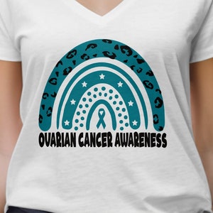 Ovarian Cancer Awareness Svg Png, Ovarian Cancer awareness Png, Ovarian Cancer rainbow Svg, Teal Ribbon Svg Cricut File Sublimation Design