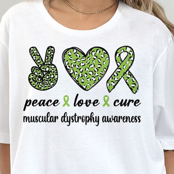 Muscular Dystrophy Awareness Svg Png, Peace Love cure Svg, Lime Green Ribbon Svg Cricut Sublimation