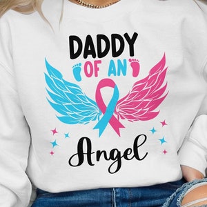 Daddy of an Angel Svg, Pregnancy and Infant Loss Awareness Svg Png, Pink and Blue Ribbon Svg Cricut Sublimation Design