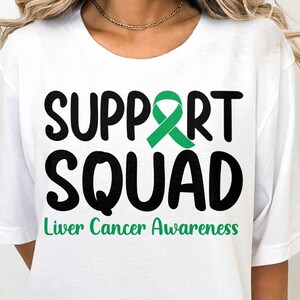 Liver Cancer Awareness Svg Png, Support Squad Svg, Emerald Green Ribbon Svg, Liver Cancer Support Svg Cricut Sublimation Design