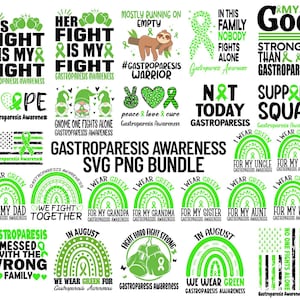 Gastroparesis Awareness Svg Png Bundle, Green Ribbon Svg, Gastroparesis Warrior Family Support Svg Cricut Cut File Png Sublimation Designs