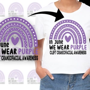 Cleft Craniofacial Awareness Svg Png, In July We Wear Purple Svg, Purple Ribbon Svg, Cleft Palate Support Sublimation Design
