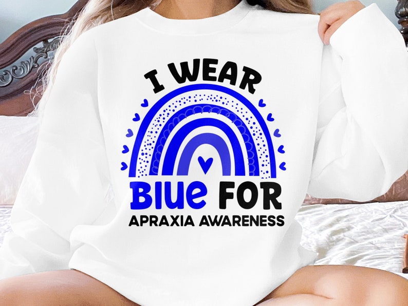 I Wear Blue for Apraxia Rainbow Png, Apraxia Awareness Svg Png, Blue ...