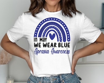 Apraxia Awareness Svg Png, In May We Wear Blue Svg, Blue Ribbon Svg, Apraxia Support Svg Cricut File Sublimation Design