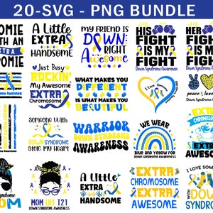 Down-syndrom Bewusstsein png svg bündel, blau gelbes Band, Welt-Down-syndrom Tag svg cricut Sublimation