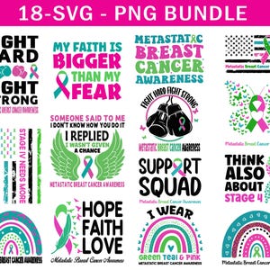 Metastatic Breast Cancer Awareness Svg Png Bundle, Cancer Ribbon Support Svg Cricut Cut File Sublimation