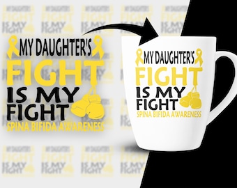 Spina Bifida Awareness Svg Png, My Daughter's Fight Is My Fight Svg, Yellow Ribbon Svg Cricut Sublimation Design