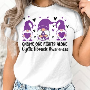 Cystic Fibrosis Awareness Svg Png, Gnome One Fights Alone Svg, Purple Ribbon Svg, CF Support Svg Cricut File Sublimation Design