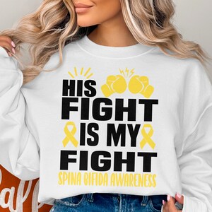 Spina Bifida Awareness Svg Png, His Fight is My Fight Svg, Yellow Ribbon Svg Cricut Sublimation Design