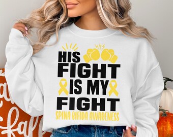 Spina Bifida Awareness Svg Png, His Fight is My Fight Svg, Yellow Ribbon Svg Cricut Sublimation Design