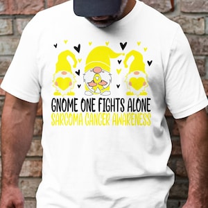 Sarkom-Krebs-Bewusstsein-Svg-Png, Gnome man kämpft allein SVG, gelbes Band-Svg, Sarkom-Unterstützung Cricut Sublimation-Design
